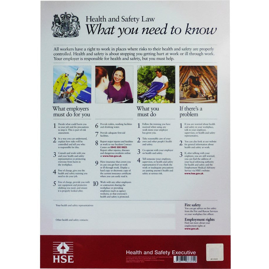Health & Safety Law Poster, A3 Flexible Plastic - Safety First Aid