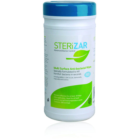SteriZar Hard Surface Wipes (Tub 200) - Blue Dot