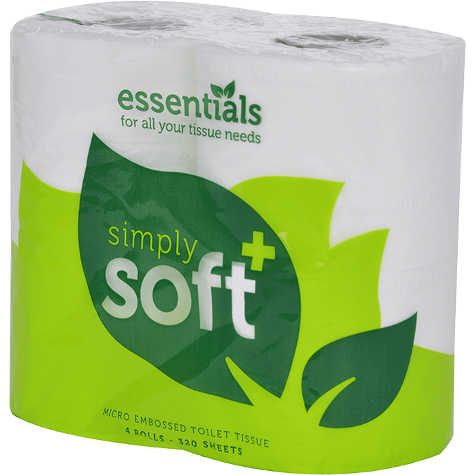 Essentials 2 ply Toilet Roll - 9 Packs of 4 Rolls