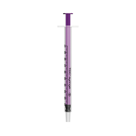 1ml Syringe Purple Plunger x 100