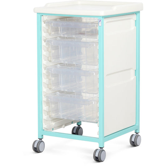 Tray Trolley - Standard Level - Single Column (Milded Steel) - 1 Small & 3 Deep Drawers - Bristol Maid