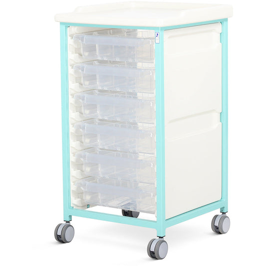 Tray Trolley - Standard Level - Single Column (Milded Steel) - 6 Small Drawers - Bristol Maid