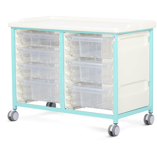 Tray Trolley - Low Level - Double Column (Milded Steel) - 3 Small & 4 Deep Drawers - Bristol Maid