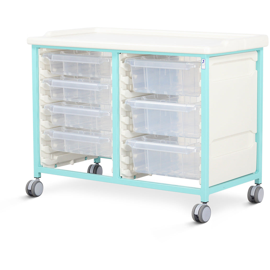 Tray Trolley - Low Level - Double Column (Milded Steel) - 4 Small & 3 Deep Drawers - Bristol Maid