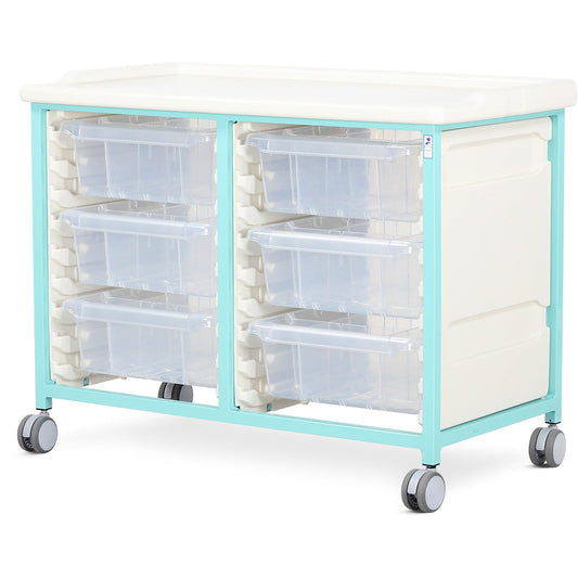 Tray Trolley - Low Level - Double Column (Milded Steel) - 6 Deep Drawers - Bristol Maid