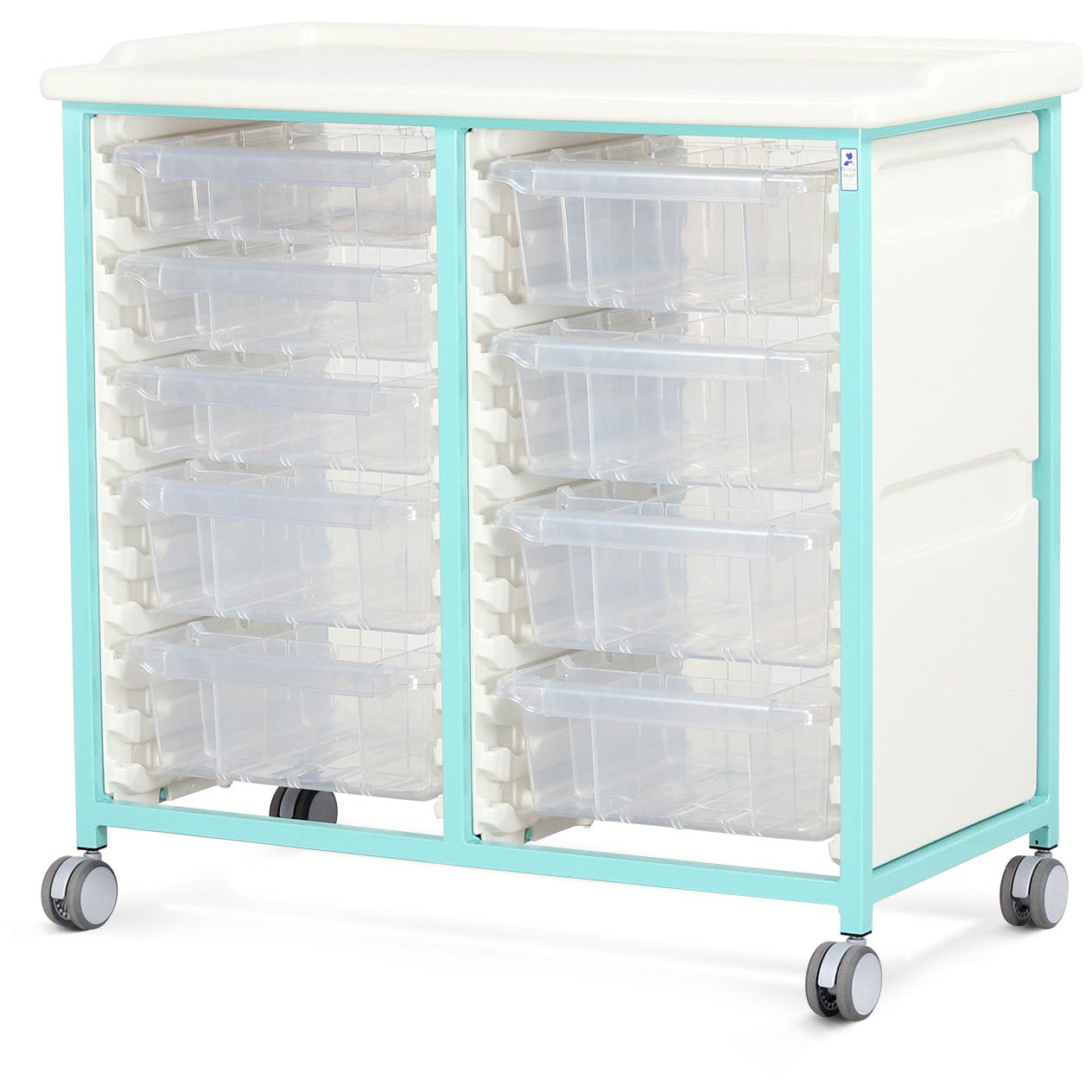 Tray Trolley - Standard Level - Double Column (Milded Steel) - 3 Small & 6 Deep Drawers - Bristol Maid