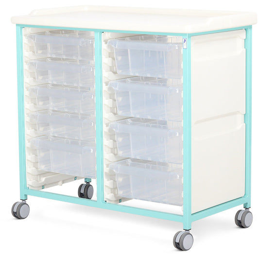 Tray Trolley - Standard Level - Double Column (Milded Steel) - 4 Small & 5 Deep Drawers - Bristol Maid