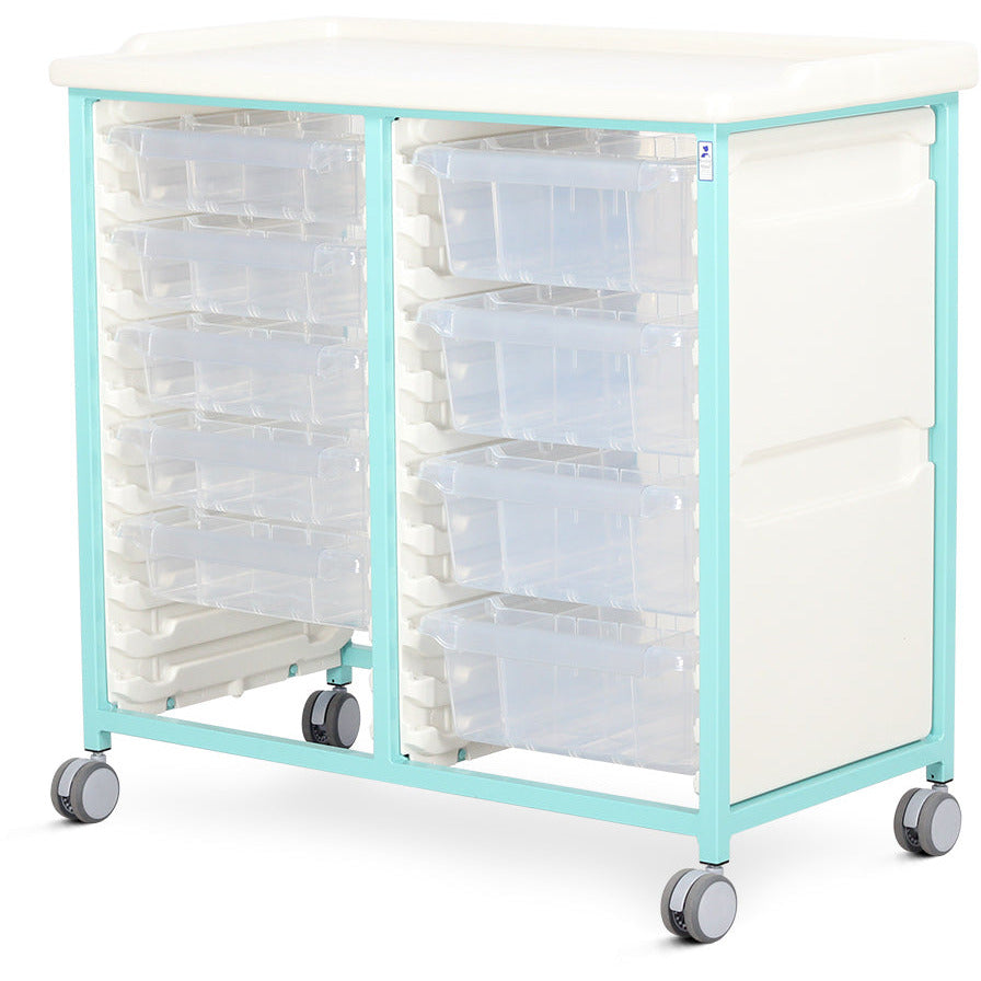 Tray Trolley - Standard Level - Double Column (Milded Steel) - 5 Small & 4 Deep Drawers