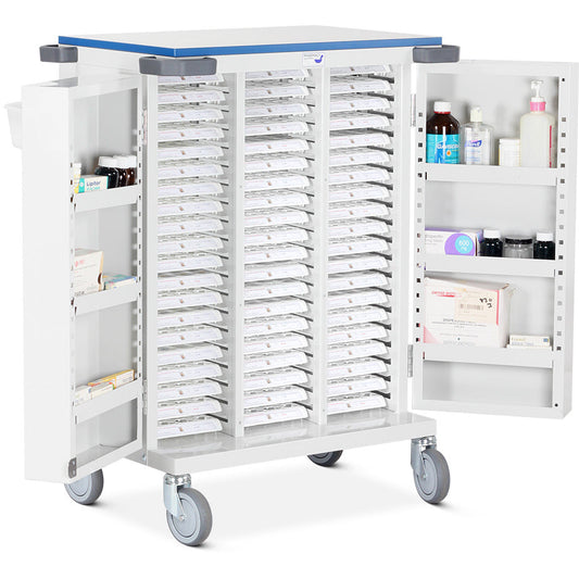 Unit Dosage Trolley - Double Door - High Securtiy Bolt - Medinoxx - 60 Trays