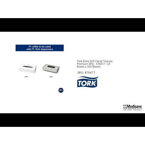 Tork Extra Soft Facial Tissues Premium 2Ply - 476417 - 24 Boxes x 100 Sheets - Tork