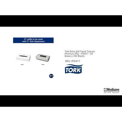 Tork Extra Soft Facial Tissues Premium 2Ply - 476417 - 24 Boxes x 100 Sheets - Tork