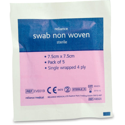 Reliswab Swabs Non-Woven Sterile 4ply 7.5cm x 7.5cm Pack of 25