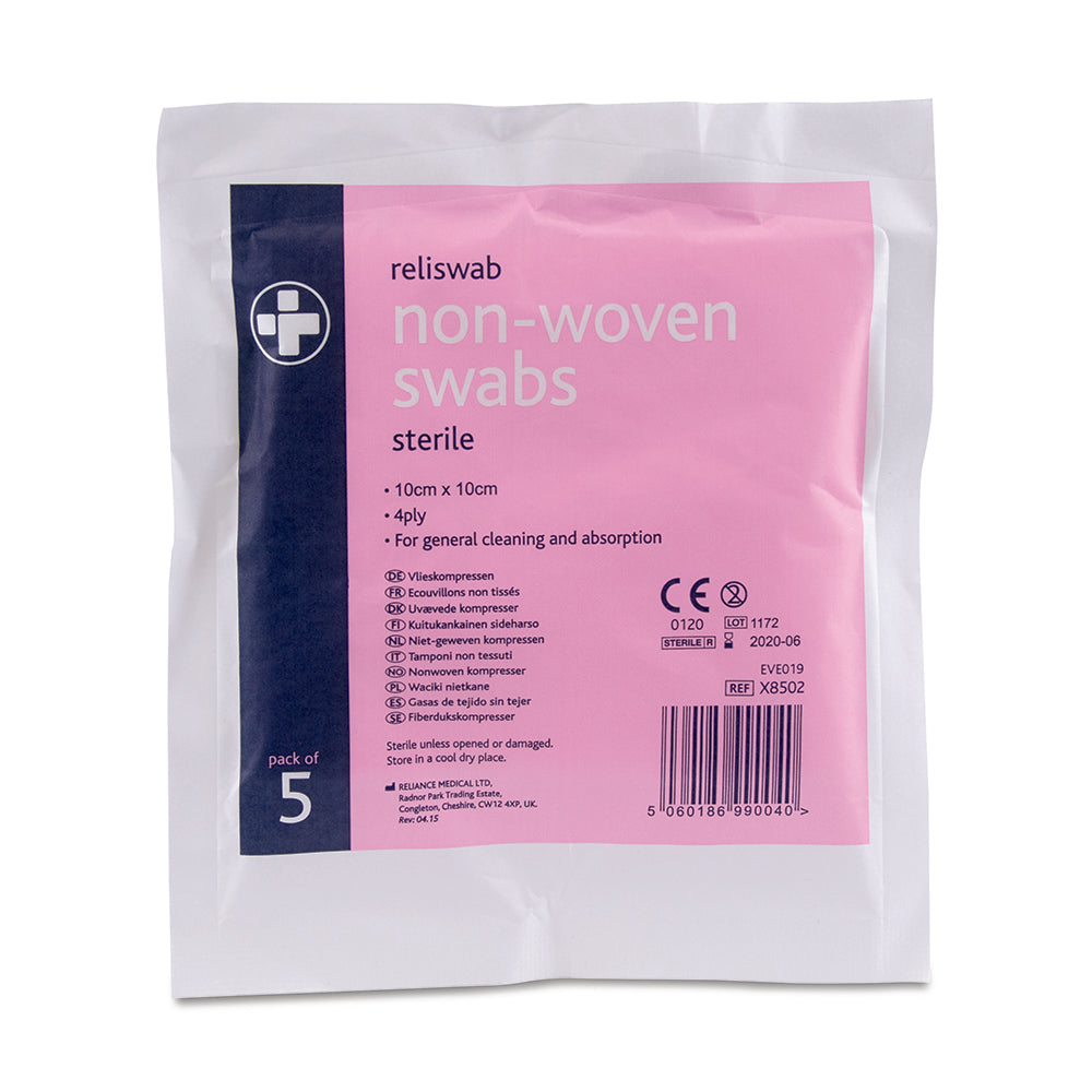 Swabs Rlu Reliswab Swabs Non-Woven Sterile 4ply 10cm x 10cm - Pack of 25 ...