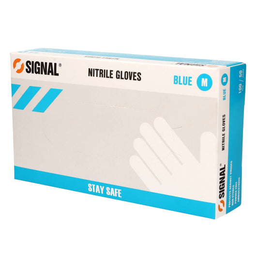 Nitrile Gloves Blue - Medium - Box of 100 Gloves - Signal