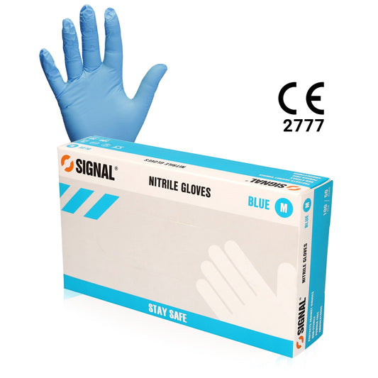 Nitrile Gloves Blue - Medium - Box of 100 Gloves - Signal