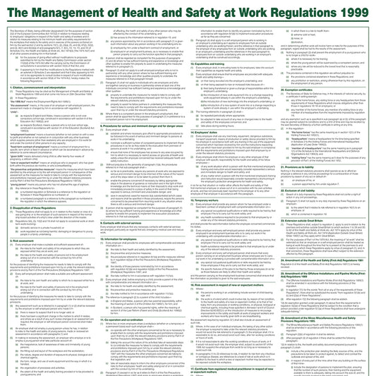 The Management of Health & Safety at Work Regulation Poster, A1 - Safety First Aid