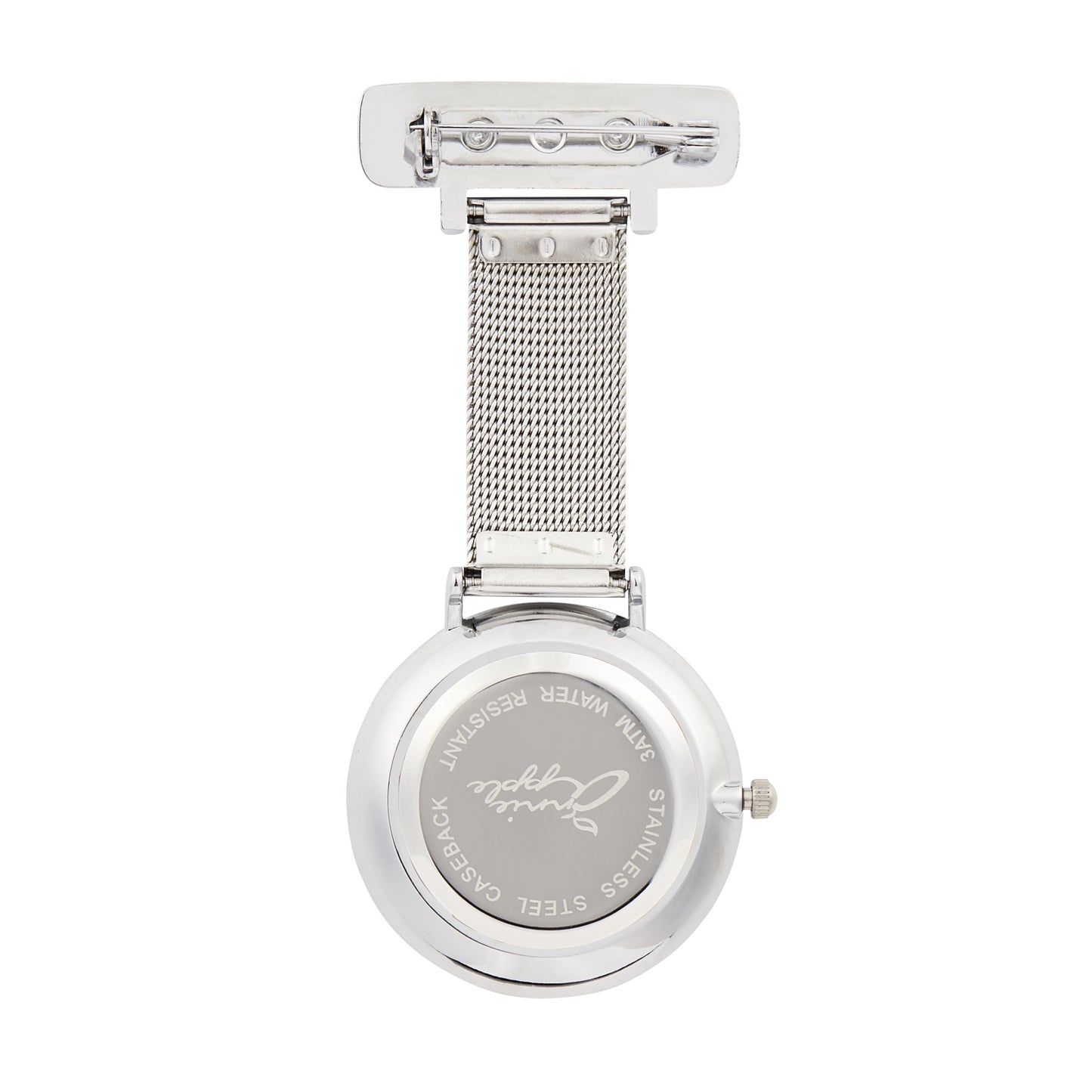 Annie Apple Nurses Fob Watch - Aurora - White/Silver - Mesh - 35mm - Annie Apple
