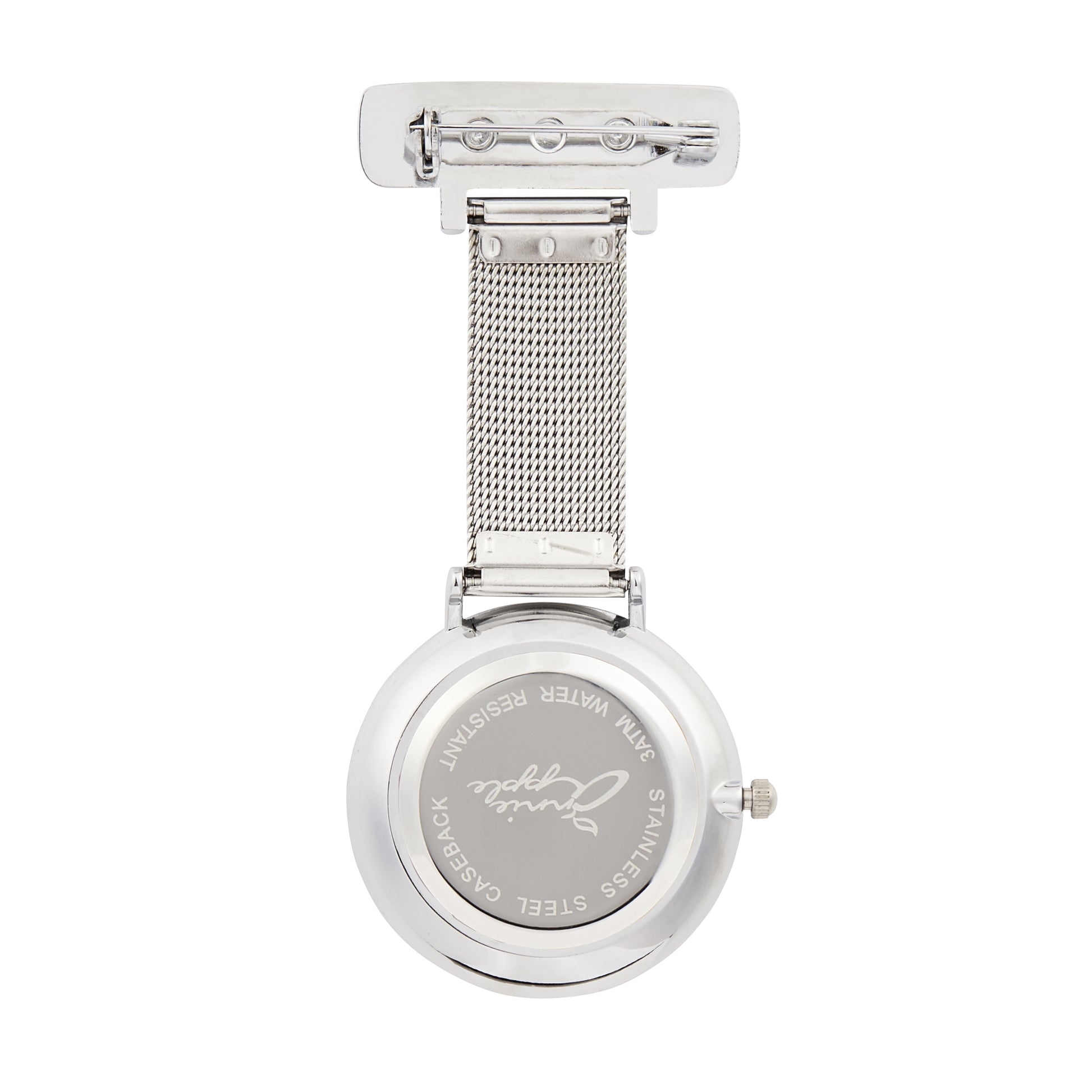 Annie Apple Nurses Fob Watch - Aurora - White/Silver - Mesh - 35mm - Annie Apple