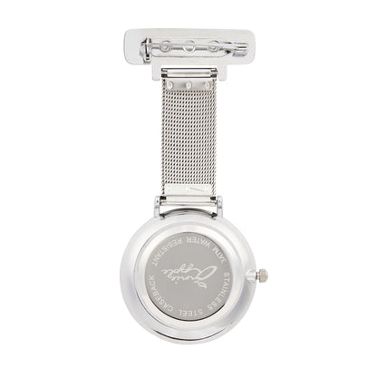 Annie Apple Nurses Fob Watch - Aurora - White/Silver - Mesh - 35mm - Annie Apple