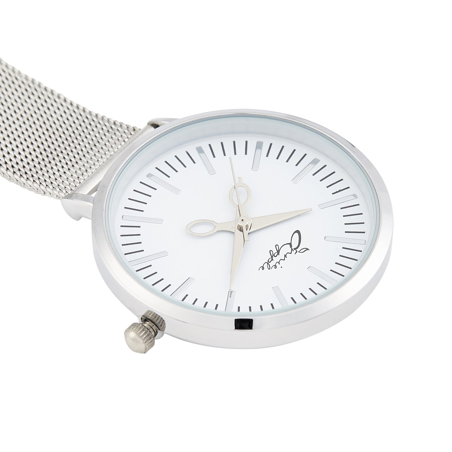 Annie Apple Nurses Fob Watch - Aurora - White/Silver - Mesh - 35mm - Annie Apple