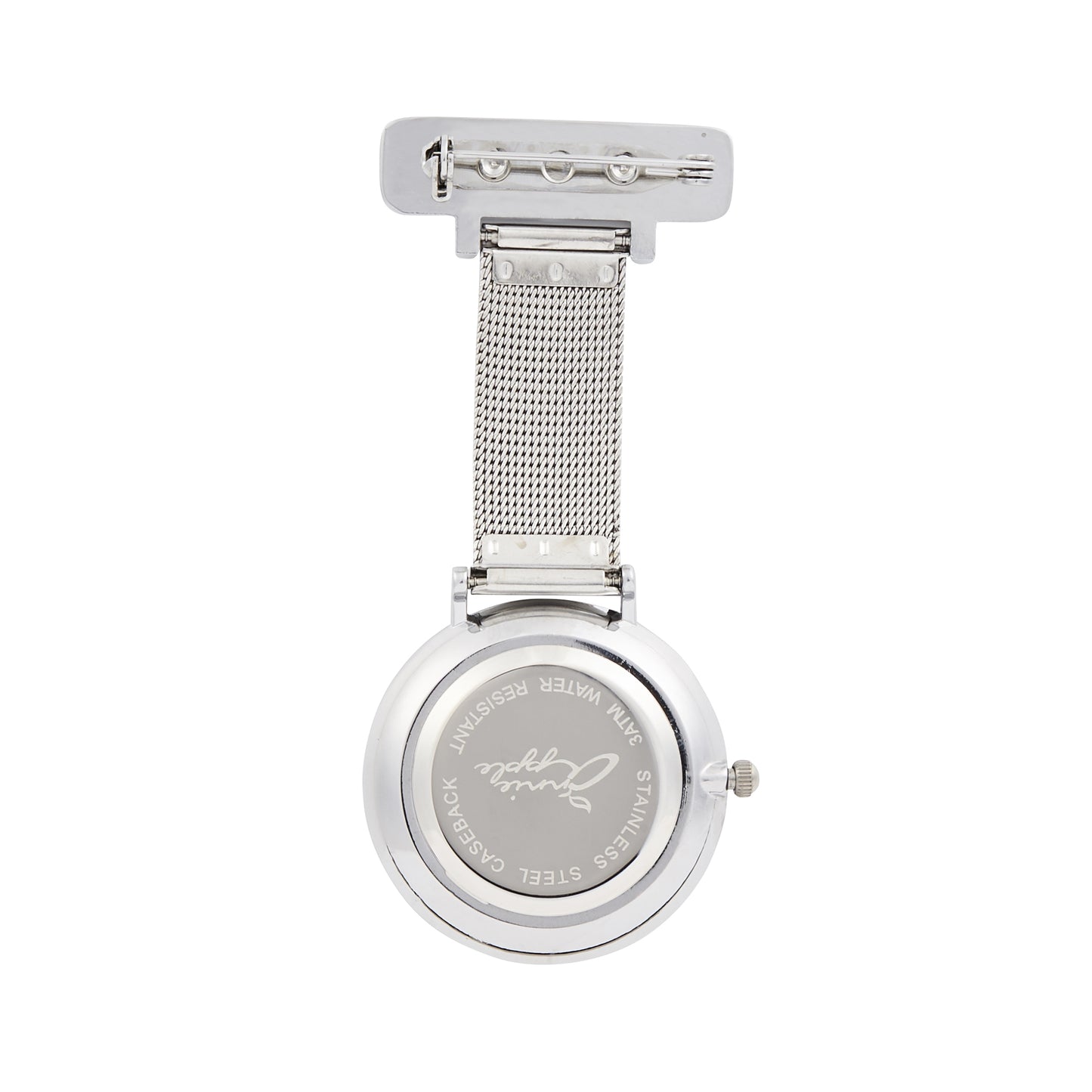Annie Apple Nurses Fob Watch - Aurora - White/Silver, Numbered - Mesh - 35mm - Annie Apple