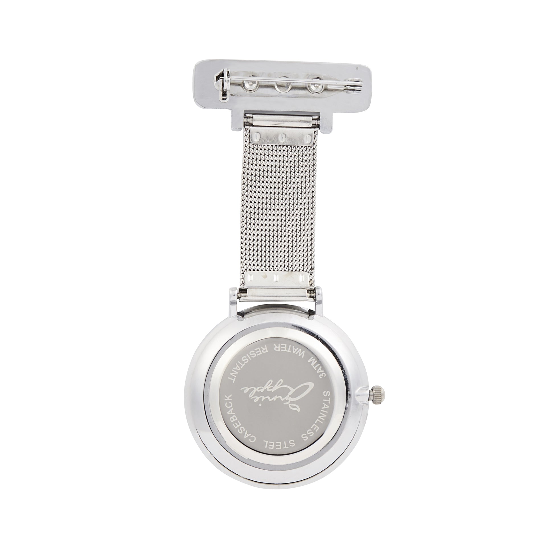 Annie Apple Nurses Fob Watch - Aurora - White/Silver, Numbered - Mesh - 35mm - Annie Apple