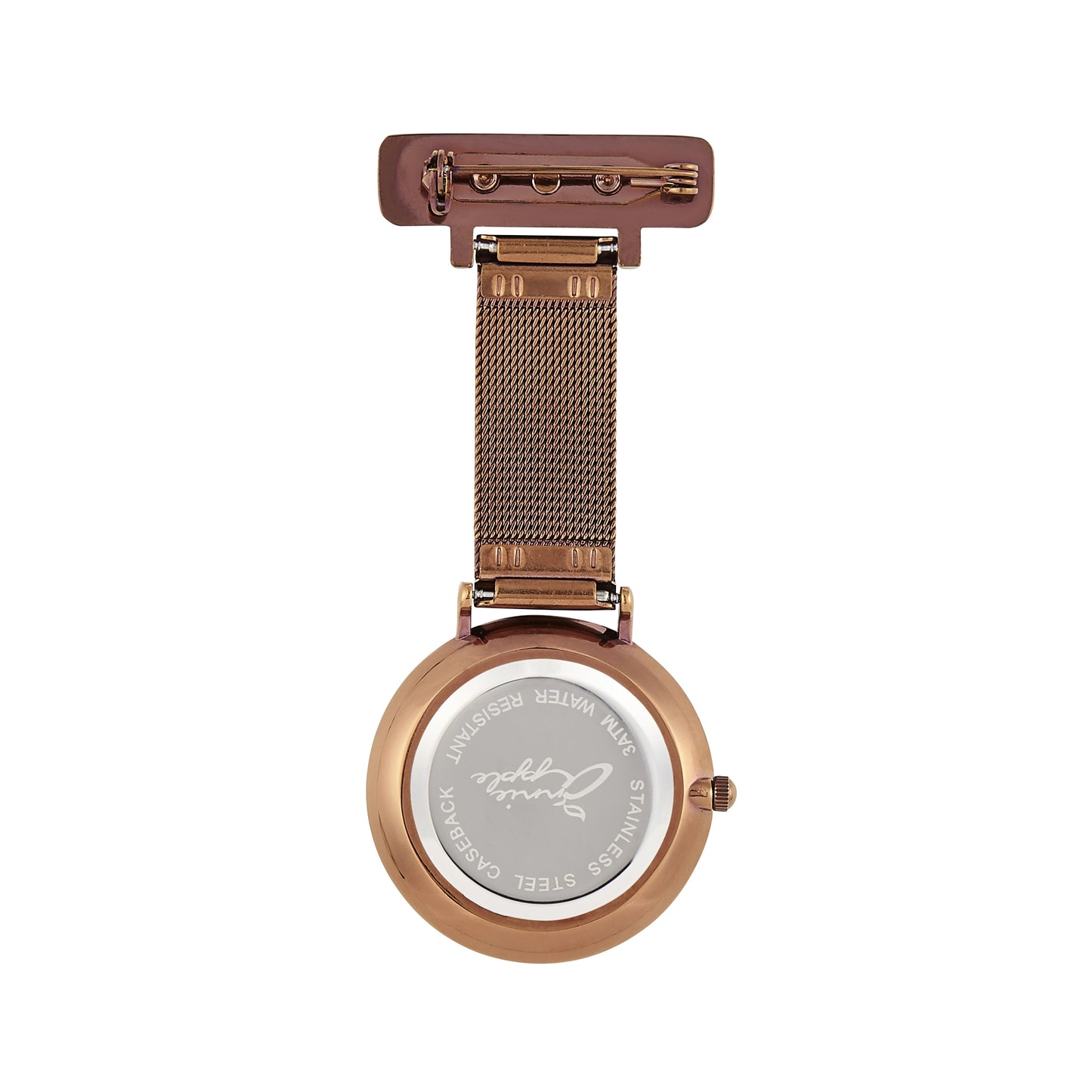 Annie Apple Nurses Fob Watch - Aurora - Rose Gold/Brown - Mesh - 35mm - Annie Apple