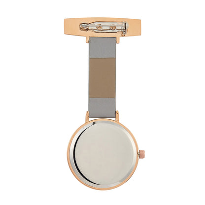 Annie Apple Nurses Fob Watch - Meraki - Grey/Rose Gold/Grey - Leather - 35mm - Annie Apple