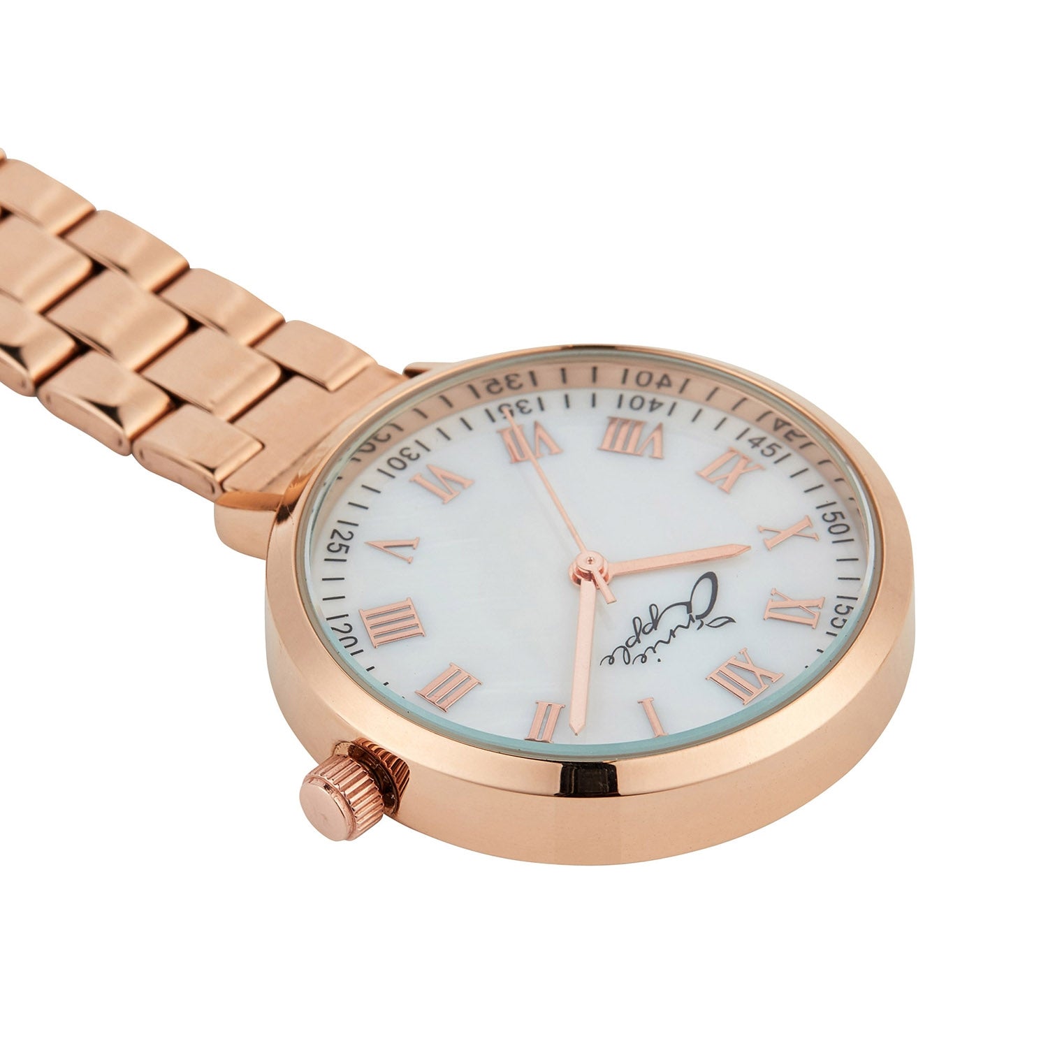 Annie Apple Nurses Fob Watch - Meraki - Pearl/Rose Gold - Link - 35mm - Annie Apple