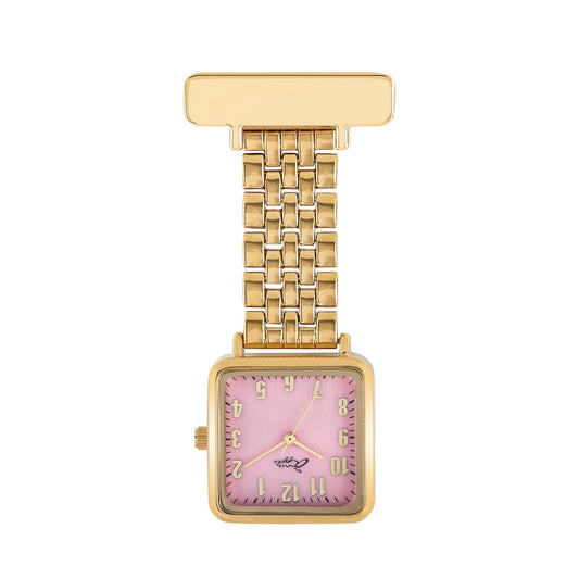Annie Apple Nurses Fob Watch - Eunoia - Pink/Gold - Link - 28mm - Annie Apple