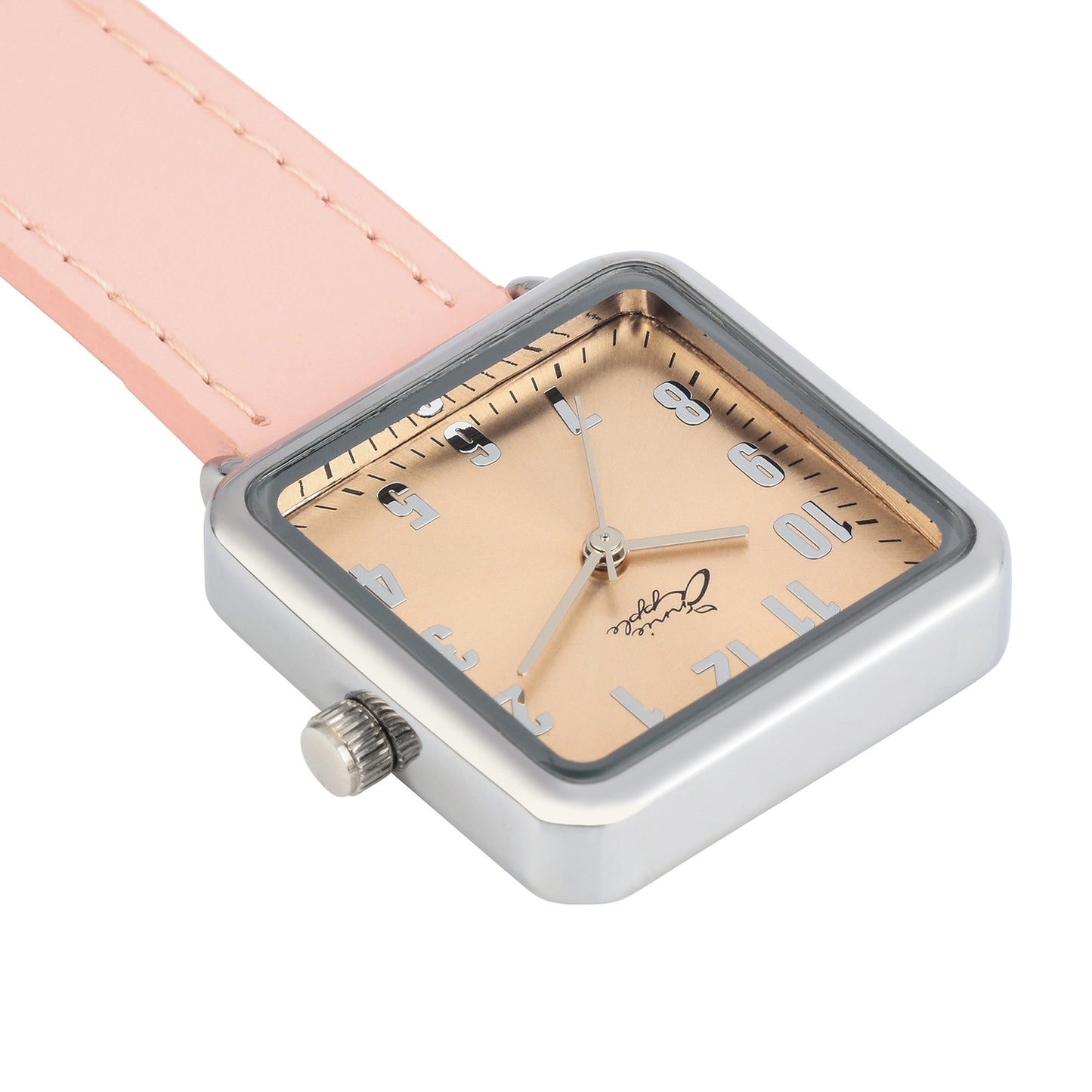 Annie Apple Nurses Fob Watch - Eunoia - Rose Gold/Silver/Pink - Leather - 28mm