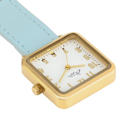 Annie Apple Nurses Fob Watch - Eunoia - White/Gold/Blue - Leather - 28mm