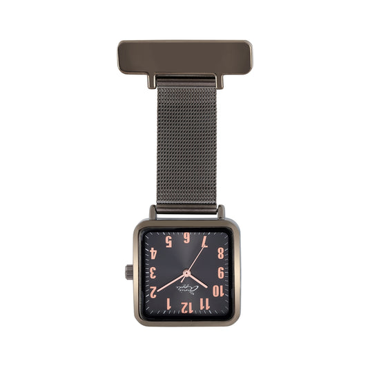 Annie Apple Nurses Fob Watch - Eunoia - Rose Gold/Gunmetal - Mesh - 28mm - Annie Apple