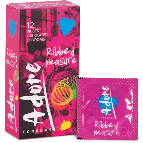 Adore Ribbed Pleasure Condoms - Pasante