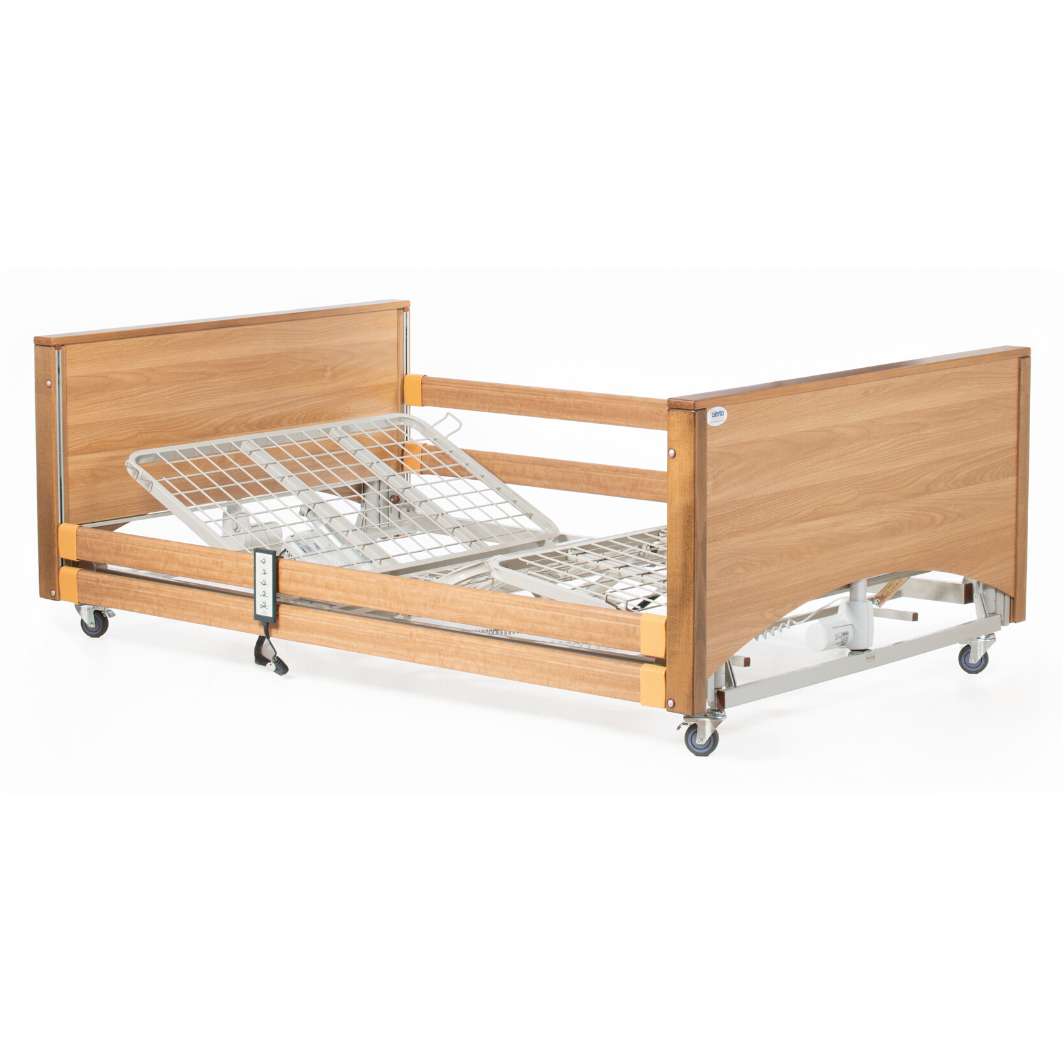 Alerta Lomond Floor2 Electric Hi-Lo 4 Section Profiling Bed - Walnut - Alerta