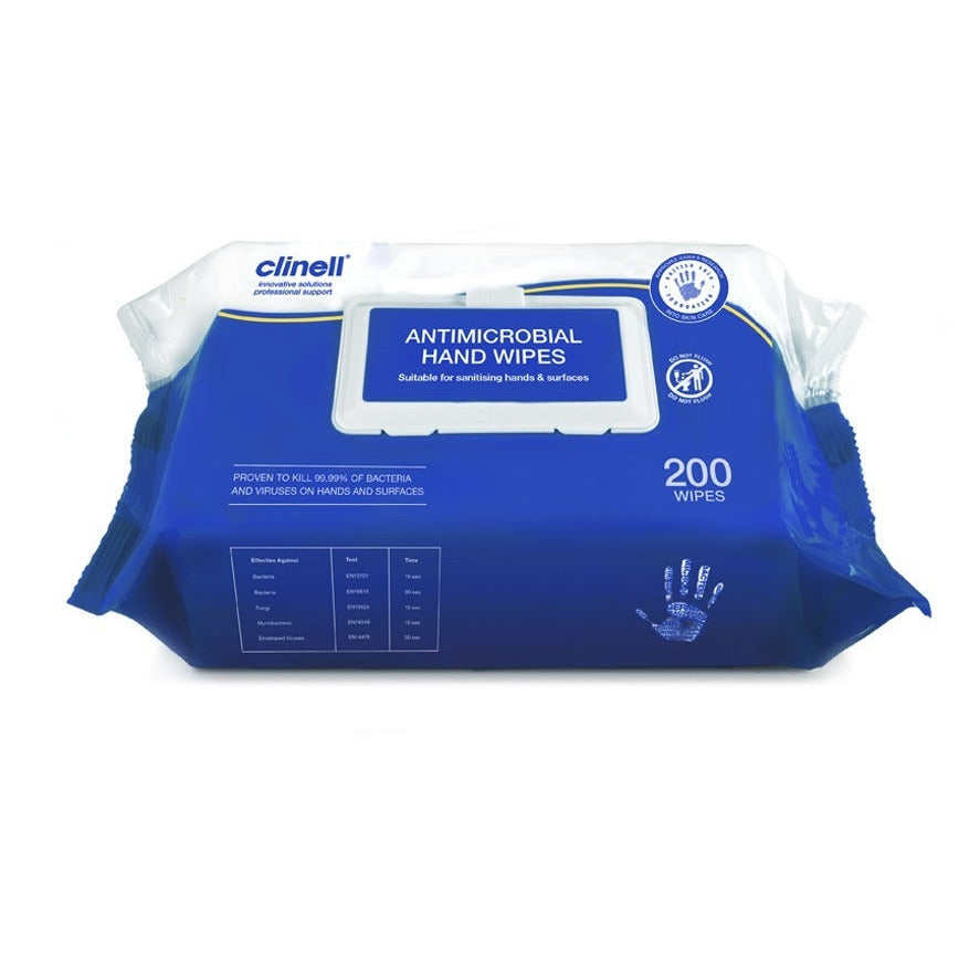 Clinell Antibacterial Hand Wipes Pack of 200