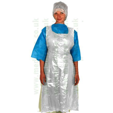 Disposable Polythene Aprons on ROLL - CASE of 1000 in White