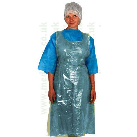 Disposable Polythene Aprons on ROLL - CASE of 1000 in Blue