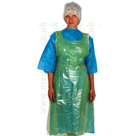Disposable Polythene Aprons on a ROLL - Pack of 200 in Green