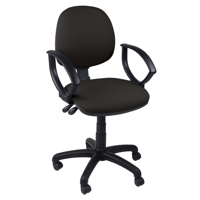 Function Operator Chair with Black Base & Fabric Upholstery - Fixed Arms - 