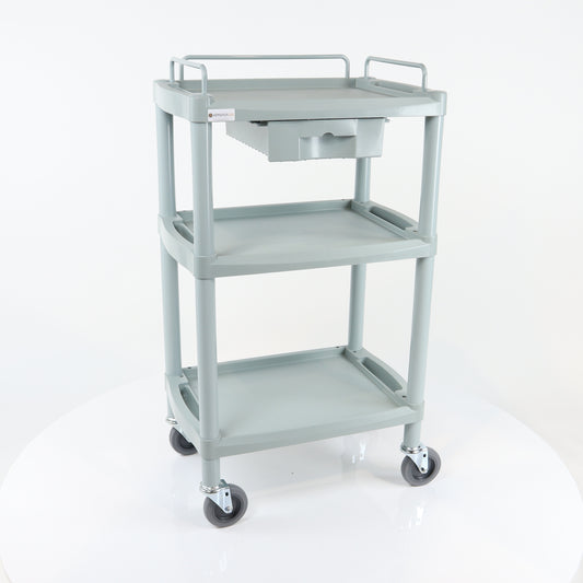 Handy Small Tall Clinical Dressing Trolley, 1 Drawer & Rails - Grey - Aspiration Life
