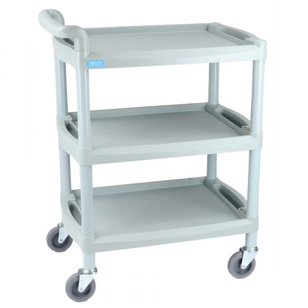 Handy Medium Utility Trolley - 3 Shelves and Handle - Grey - Aspiration Life