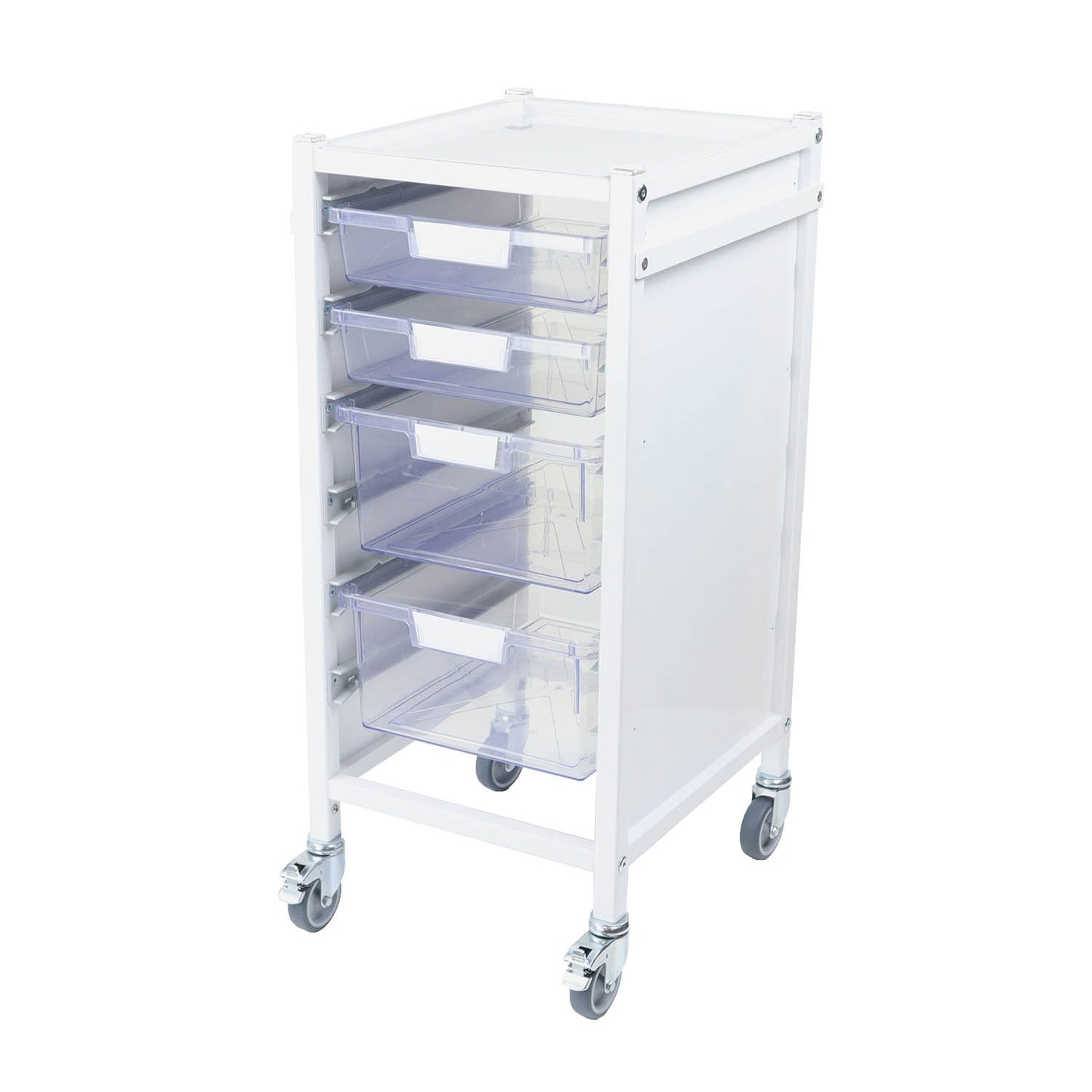 Attend 300 Medical Storage Trolley - 2 Clear Shallow Trays and 2 Deep Tray - Aspiration Life