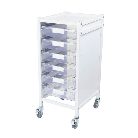 Attend 300 Medical Storage Trolley - 6 Clear Shallow Trays - Aspiration Life