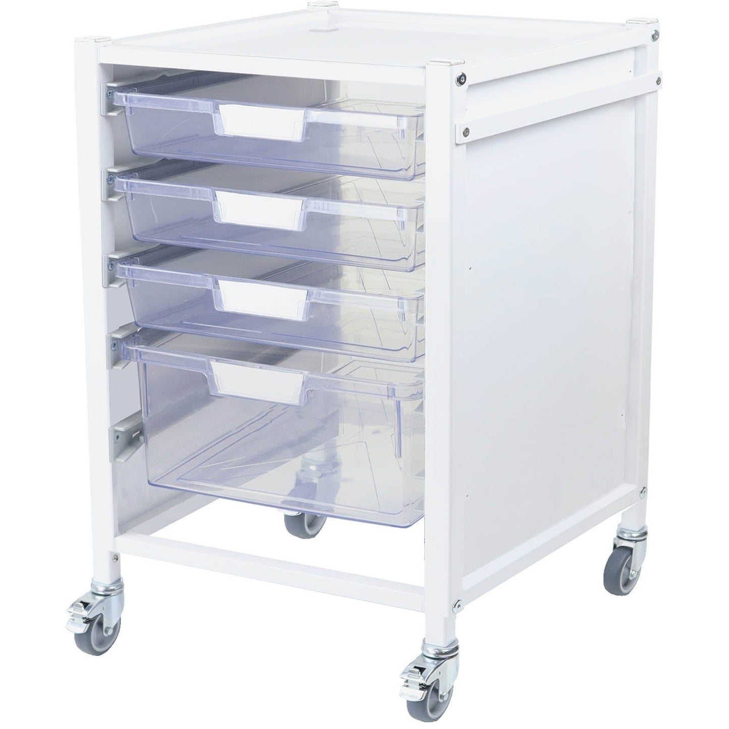 Attend 400 Medical Storage Trolley - 3 Clear Shallow Trays & 1 Deep Tray - Aspiration Life