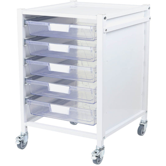 Attend 400 Medical Storage Trolley - 5 Clear Shallow Trays - Aspiration Life