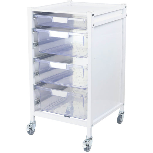 Attend 550 Medical Storage Trolley - 1 Clear Shallow Trays and 3 Deep Tray - Aspiration Life