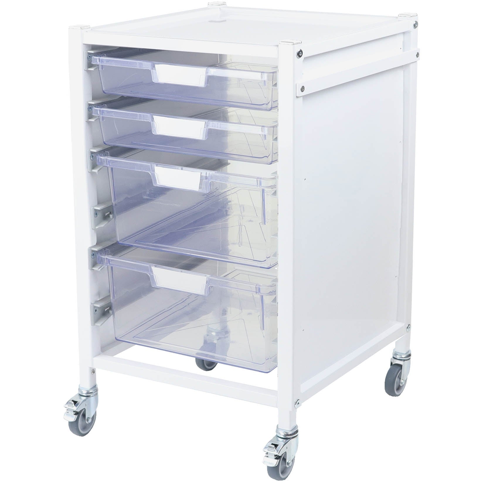 Attend 500 Medical Storage Trolley - 2 Clear Shallow Trays & 2 Deep Trays - Aspiration Life