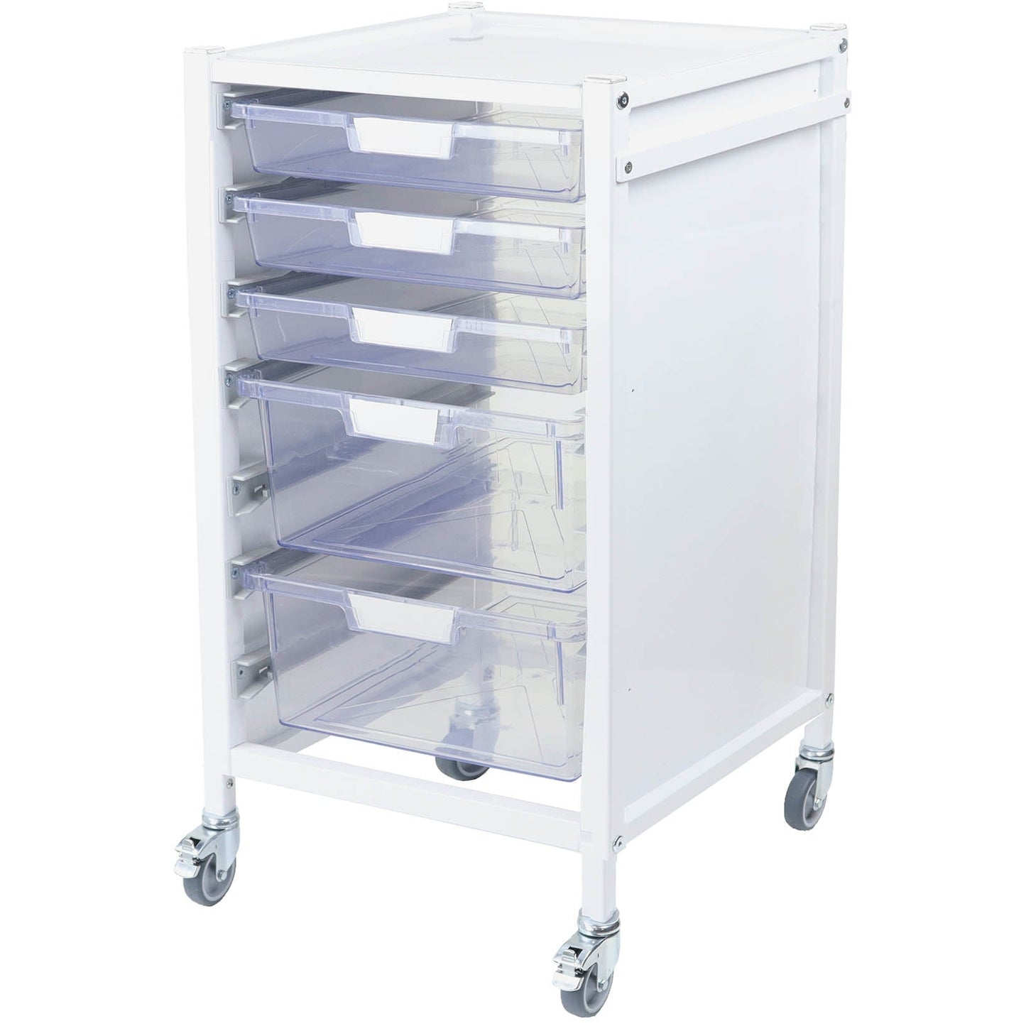 Attend 550 Medical Storage Trolley - 3 Clear Shallow Trays and 2 Deep Tray - Aspiration Life