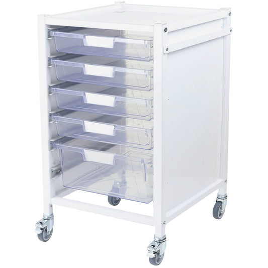 Attend 500 Medical Storage Trolley - 4 Clear Shallow Trays & 1 Deep Tray - Aspiration Life